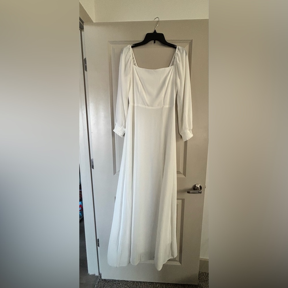 Baltic Born White Long-Sleeve Square Neck Maxi Dress